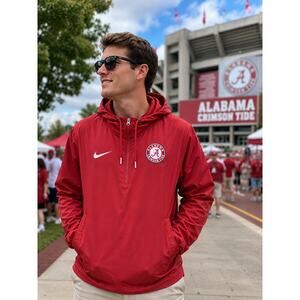 Nike Alabama Crimson Tide Sideline 1/4 Zip Hooded Jacket Men’s Large Red